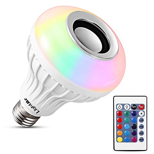 Product Cover LightMe Intelligent E27 LED White + RGB Light Ball Bulb Colorful Lamp Smart Music Audio Bluetooth 3.0 Speaker with Remote Control for Home, Stage(White-3)