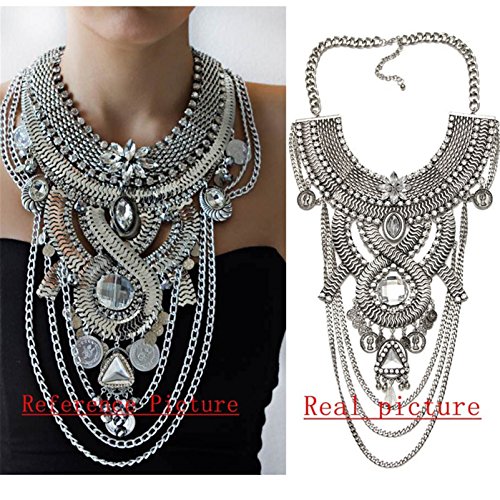 Product Cover Thkmeet Womens Ethnic Tribal Boho Beads Coin Tassels Chain Necklaces Long Belly Dance Bohemian Jewelry