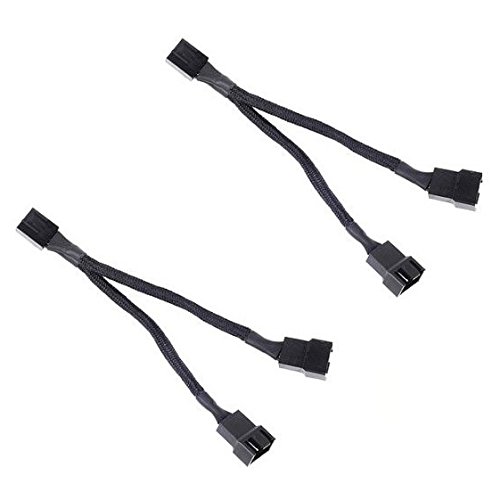 Product Cover JBtek All Black Sleeved PWM Fan Splitter Cable 1 to 2 Converter, 2 Pack
