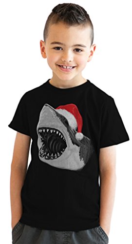 Product Cover Youth Santa Jaws Funny Holiday Shark Christmas Cool Novelty T Shirt for Kids