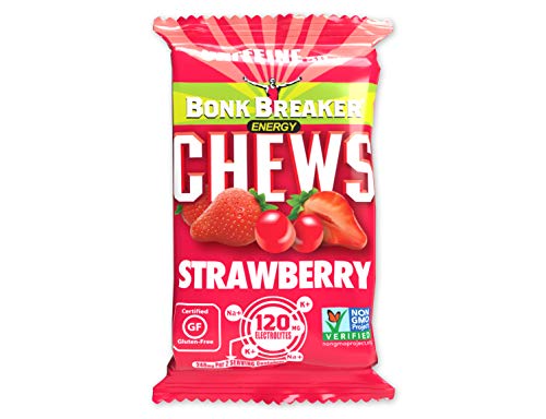 Product Cover Bonk Breaker Nutrition Energy Chews with Caffeine, Strawberry, 1.76 Oz (10 Count), Gluten Free & Dairy Free