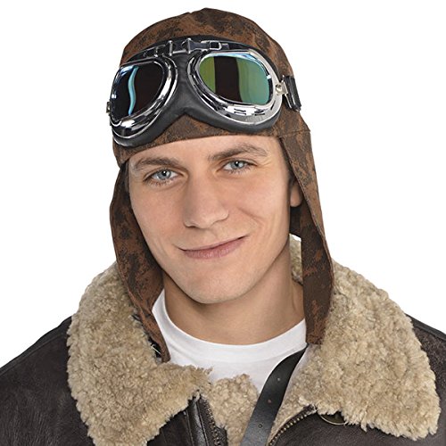 Product Cover AMSCAN Aviator Hat and Goggles Halloween Costume Accessories for Adults, One Size