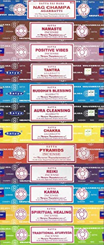 Product Cover Set of 12 Nag Champa Namaste Positive Vibes Tantra Buddha Blessing Aura Cleansing Chakra Pyramids Reiki Karma Spiritual Healing Traditional Ayurveda by Satya