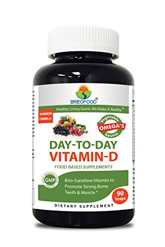 Product Cover Brieofood Vitamin D 90 Vcaps, Food Based Daily Vitamin D3 5000 IU Supplement Made with Vegetable Source Omegas, probiotics and Herbal Blends