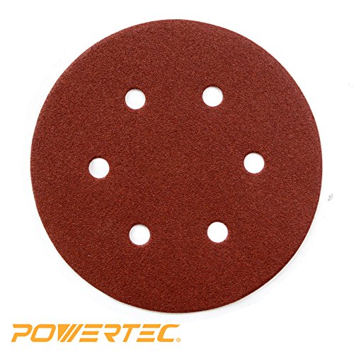 Product Cover POWERTEC 45204 A/O Hook and Loop 6 Hole Disc, 6-Inch, 40 Grit, 25 PK
