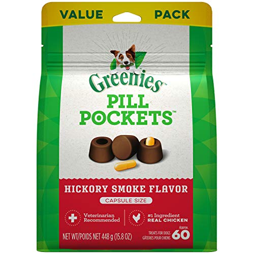 Product Cover GREENIES PILL POCKETS Treats for Dogs Hickory Smoke Flavor - Capsule Size 15.8 oz. 60 Treats