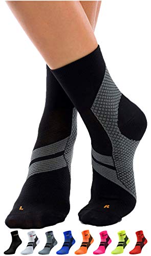 Product Cover ZaTech Plantar Fasciitis Sock, Compression Socks for Men & Women. Heel, Ankle & Arch Support. Increase Blood Circulation, Reduce Swelling, Foot Pain Relief. (Black/Gray, Medium)