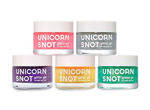 Product Cover Unicorn Snot - Holographic GLITTER GEL SET for Body, Face, and Hair - Value Set of Five (5) in 45ml Pink, Purple, Blue, Silver and Gold (Vegan & Cruelty-Free)