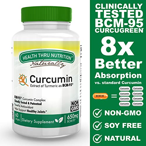 Product Cover Curcumin as BCM-95 650mg Turmeric Complex (500mg Total Curcuminoids) Non-GMO Soy Free 60 softgels