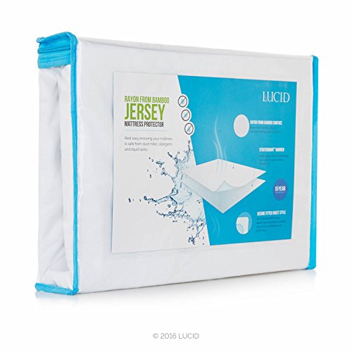 Product Cover LUCID Premium Rayon from Bamboo Jersey Mattress Protector - Ultra Soft - Waterproof - Dust Mite Proof - Hypoallergenic - Twin