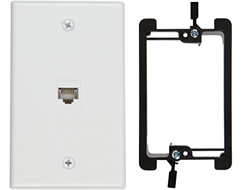 Product Cover Buyer's Point 1 Port Cat6 Wall Plate, Female-Female White with Single Gang Low Voltage Mounting Bracket Device (1 Port)