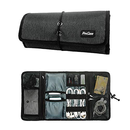 Product Cover ProCase Accessories Bag Organizer, Universal Electronics Travel Gadgets Carrying Case Pouch for Charger USB Cables SD Memory Cards Earphone Flash Hard Drive -Black