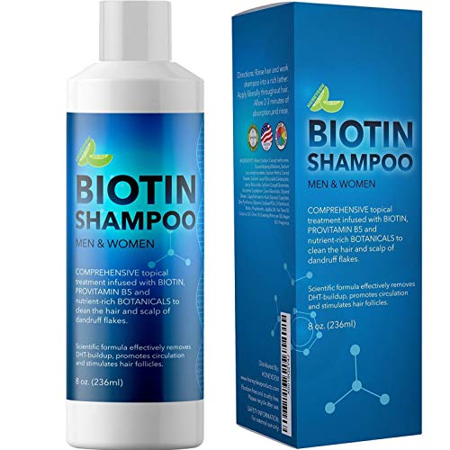Product Cover Biotin Shampoo for Hair Growth B-Complex Formula for Hair Loss Removes DHT for Thicker Fuller Hair Anti Dandruff Formula with Zinc Tea Tree Oil Extract Jojoba Oil Argan Oil For Women and Men 8 oz