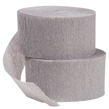 Product Cover 2 ROLLS Gray Crepe Paper Streamers 141 Feet Total - Made in USA