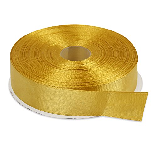Product Cover Topenca Supplies 1 Inch x 50 Yards Double Face Solid Satin Ribbon Roll, Gold