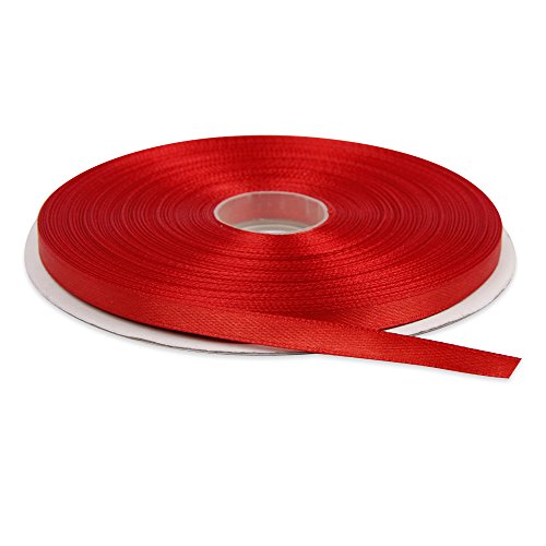 Product Cover Topenca Supplies 1/4 Inches x 50 Yards Double Face Solid Satin Ribbon Roll, Red