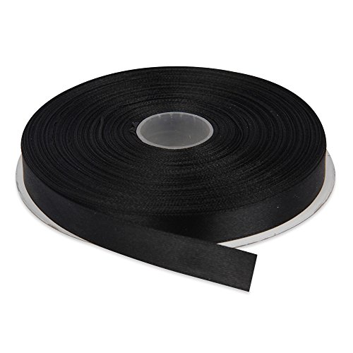 Product Cover Topenca Supplies 1/2 Inches x 50 Yards Double Face Solid Satin Ribbon Roll, Black
