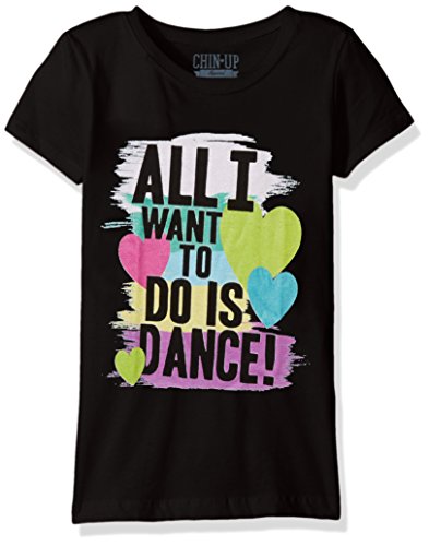 Product Cover Fifth Sun Big Girls' Dance Inspired Graphic T-Shirt, Black Colorful, Large/10-12