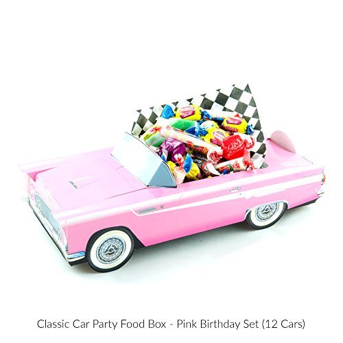 Product Cover 12 Classic Car Party Food Boxes - Pink Birthday Set