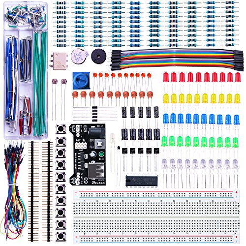 Product Cover ELEGOO Upgraded Electronics Fun Kit w/Power Supply Module, Jumper Wire, Precision Potentiometer, 830 tie-Points Breadboard for Arduino, STM32