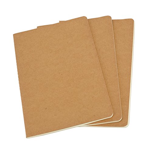 Product Cover Unlined Travel Journal Set With 3 Notebook Journals for Travelers - Kraft Brown Soft Cover - A5 Size - 100gsm - 210 mm x 140 mm - 60 Pages/ 30 Sheets