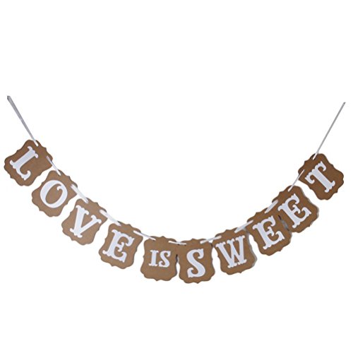 Product Cover Pixnor LOVE IS SWEET Vintage Wedding Bunting Banner Photo Booth Props Signs Garland Bridal Shower Wedding Decoration