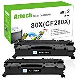 Product Cover Aztech Compatible Toner Cartridge Replacement for HP 80X CF280X 80A CF280A (Black, 2-Packs)