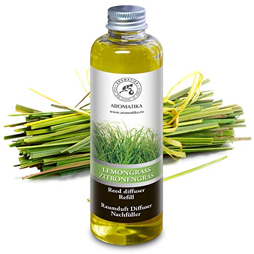 Product Cover Lemongrass Reed Diffuser Refill, Natural Essential Lemongrass Oil 6.8oz - Fresh & Long Lasting Fragrance - 0% Alcohol - Best for Aromatherapy - Home - Office - Fitness Club - Restaurant - Boutique