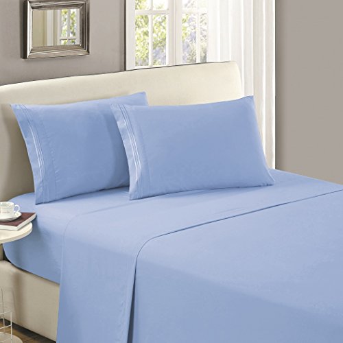 Product Cover Mellanni Flat Sheet California King Blue Hydrangea - Brushed Microfiber 1800 Bedding Top Sheet - Wrinkle, Fade, Stain Resistant - Ultra Soft - Hypoallergenic (California King, Blue Hydrangea)