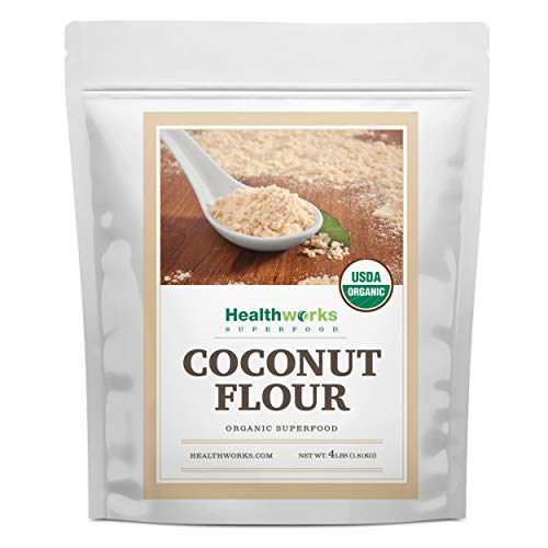 Product Cover Healthworks Coconut Flour Unrefined Raw Organic (64 Ounces / 4 Pounds) | Certified Organic | Keto, Vegan & Non- GMO | Protein Based Whole Foods | Pancakes, Waffles, Bread & Other Baked Goods