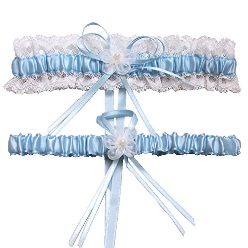 Product Cover Rimobul Lace Wedding Garters with Toss Away - Set of 2 (Light Blue)