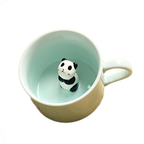 Product Cover ZaH 3D Mug Animal Inside Cup Cartoon Ceramics Figurine Teacup Christmas Birthday Gift for Boys Girls Kids Women Men Coffee Mug (8 oz Panda)