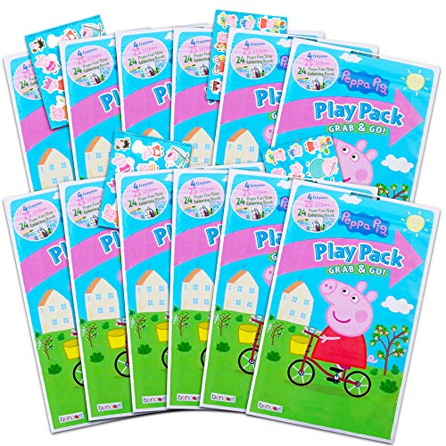 Product Cover Peppa Pig Play Pack Grab n' Go Set ~ Set of 12 Peppa Pig Play Packs with Crayons and Stickers (Peppa Pig Coloring Books)