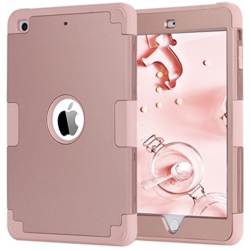 Product Cover iPad mini Case,iPad mini 2 Case,iPad mini 3 Case,iPad mini Retina Case,BENTOBEN Anti-slip Shock-Absorption Silicone High Impact Resistant Hybrid Three Layer Armor Protective Case Cover Rose Gold Pink