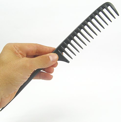 Product Cover Tearsheet Carbon Wide Tooth Rake Comb with Tail - Beach waves, Beach waver, Texture hairstyle, comb outs, detangle wet hair, no static, no snags no breakage