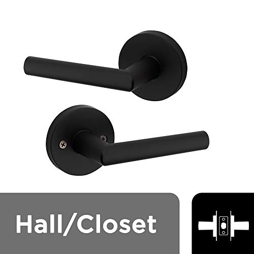 Product Cover Kwikset 91540-030 Milan Door Handle Lever with Modern Contemporary Slim Round Design for Home Hallway or Closet Passage in Iron Black