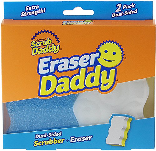 Product Cover Scrub Daddy®, Eraser Daddy - Dual Sided Water Activated Scrubber & Eraser, FlexTexture, Soft in Warm Water, Firm in Cold, Multi-surface, Deep Cleaning, Easy Grip, Ergonomic 2pk