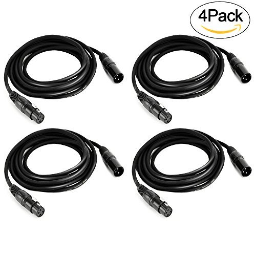 Product Cover MFL DMC-3 DMX Cable 3 Pin Signal XLR Male to Female 10.2ft DMX Wires for Stage Lighting DJ Lights Pack of 4