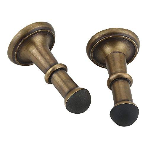 Product Cover [Set of 2] 2 7/8 Inch Solid Brass Door Stop Hold Your Door Open Softly Antique Brass Finish Stopper Heavy Duty Flexible for Stronger Mount Protects Your Walls Door Stopper with Rubber Tip