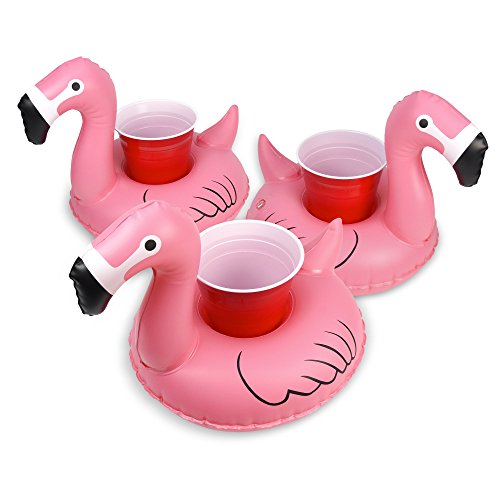 Product Cover GoFloats Inflatable Floatmingo Drink Holder (3 Pack), Float Your Drinks in Style