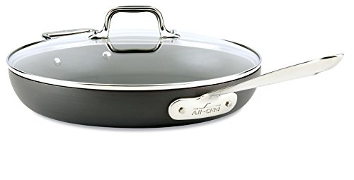 Product Cover All-Clad Nonstick Frying Pan with Lid, 12 Inch Pan, Hard Anodized, Medium Grey