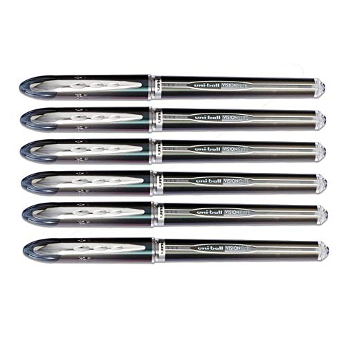 Product Cover Uni-Ball Vision Elite Stick Micro Point, Airplane-Safe, Rollerball Pens, Black Ink, Super-Fine, 0.5mm, 6 Pack