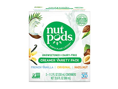 Product Cover nutpods Variety 3 pack, Original, French Vanilla and Hazelnut Unsweetened Dairy-Free Liquid Coffee Creamer Made From Almonds and Coconuts