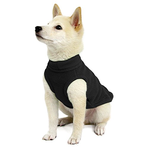 Product Cover Gooby - Stretch Fleece Vest, Pullover Fleece Vest Jacket Sweater for Dogs, Black, Small