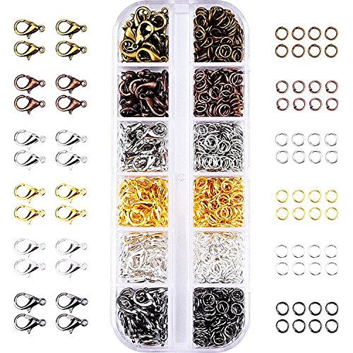 Product Cover Mudder 6 Colors Lobster Claw Clasps and 6 Colors Open Jump Rings for Jewelry Making (12 mm, 5 mm)