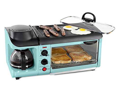 Product Cover NOSTALGIA BSET300AQ Retro 3-in-1 Family Size Breakfast Station, Coffeemaker, Toaster Oven, Griddle, Aqua