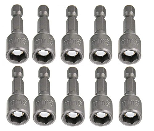 Product Cover Hex Magnetic Power 8mm 5/16 Socket Adapter Drill Bit Nut Driver Set 1/4 inch Hex for Power Tools, 10-Piece