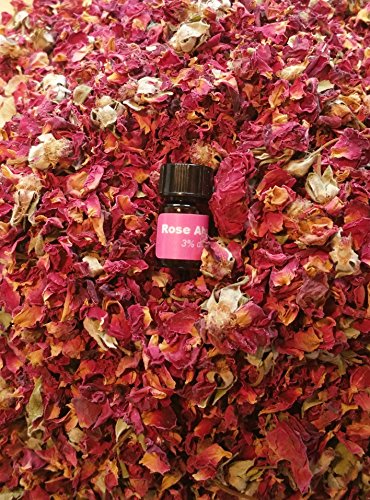 Product Cover bMAKER Dried Rose Buds& Petals Red - 1 Pound Edible Flowers - Use in Tea, Baking, Making Rose Water, Crafting, Wedding Confetti - Included Sample Bottle of Rose Absolute Essential Oil