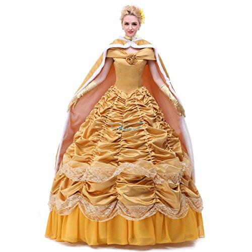 Product Cover Angelaicos Womens Layered Prom Dresses Palace Queen Costume Cloak Petticoat (M, Satin Golden)