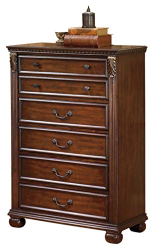 Product Cover Ashley Furniture Signature Design - Leahlyn Chest of Drawers - 5 Drawer - Traditional Style Dresser - Warm Brown